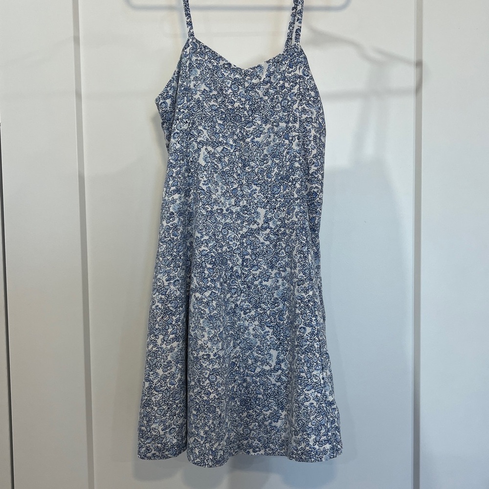 Gap Kids Blue and White Floral Spaghetti Strap Dress, size S